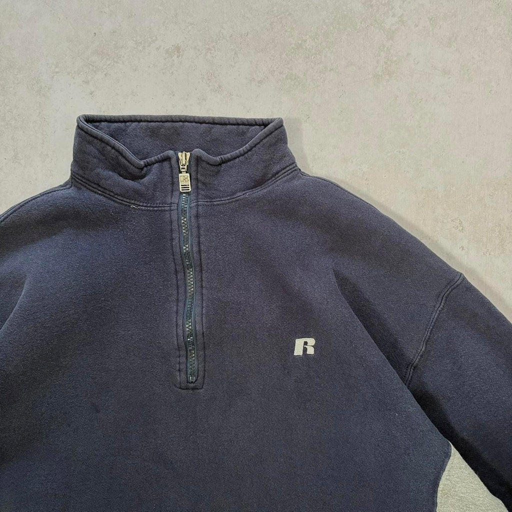 90s Russell Athletic Boxy 1/4 Zip Sweatshirt / L