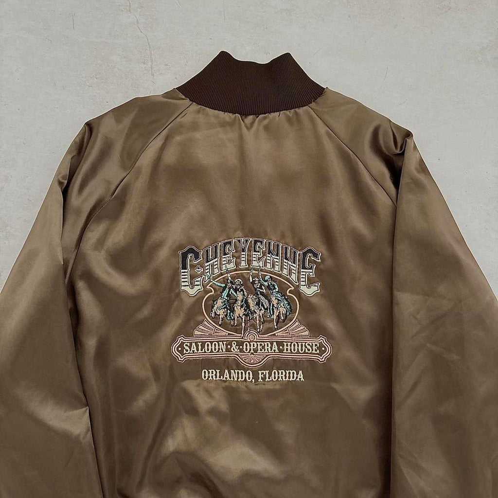 80s West Ark Satin Bomber Jacket / L