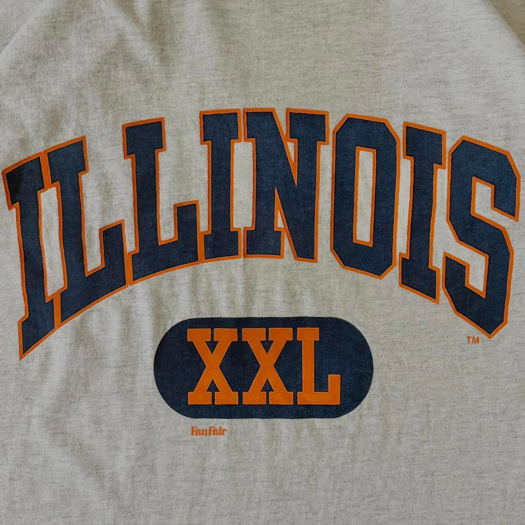 90s Russell Illinois Spellout College T-Shirt / L