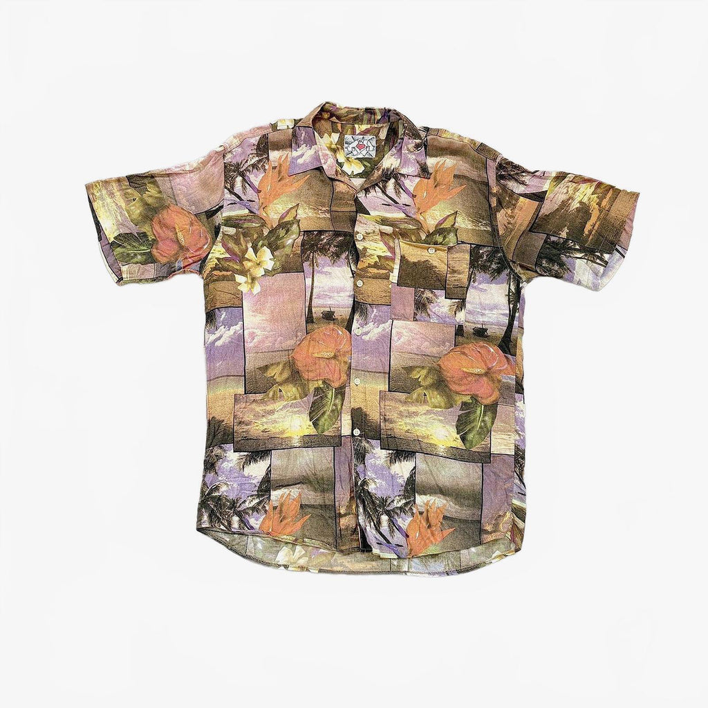90s Hawaiian Print Button Up Shirt / L