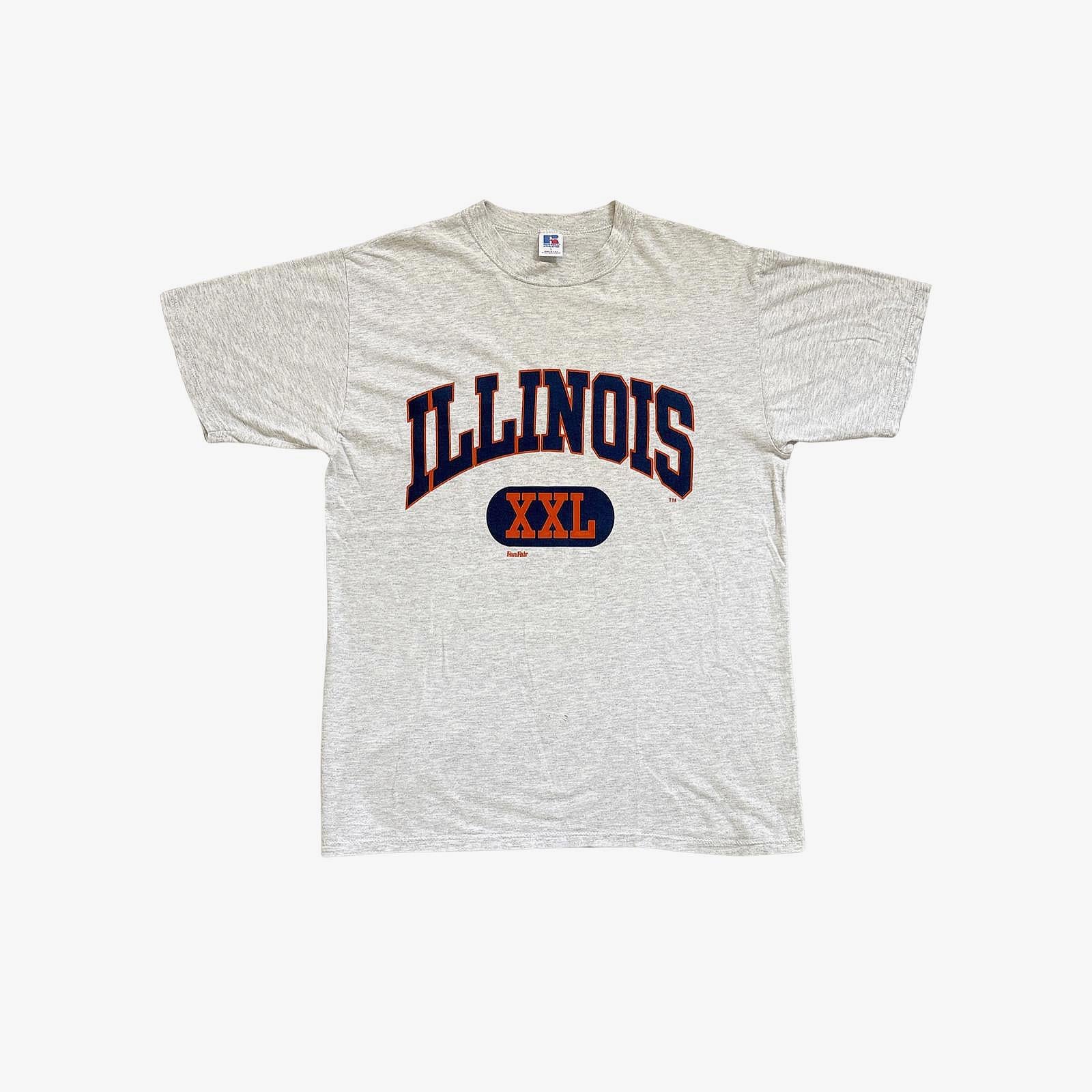 90s Russell Illinois Spellout College T-Shirt / L