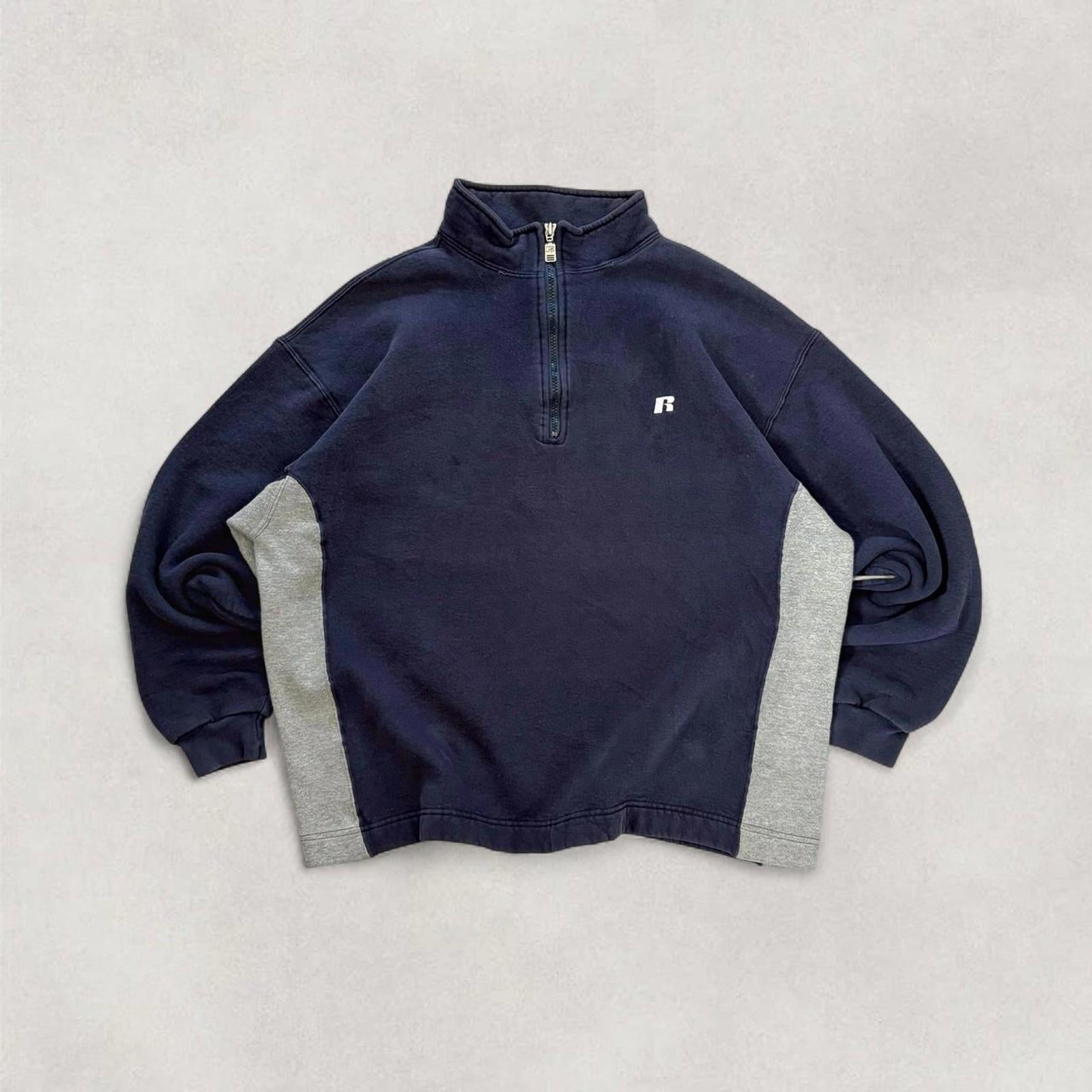 90s Russell Athletic Boxy 1/4 Zip Sweatshirt / L